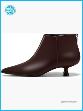 Kitten Low Heel Booties Pointed Toe Back Zipper Ankle Boots Fall Shoes